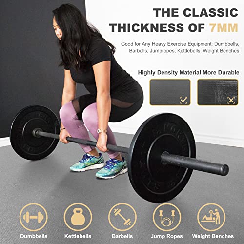 GXMMAT Extra Large Exercise Mat 16'x6'/12'x6'/10'x6'/8'x6'(7mm), Extra Wide Workout Mats for Home Gym Flooring, Non-Slip Thick Durable Cardio Mat for MMA,Plyo,Jump Rope,Weights,Fitness,Shoe-Friendly - color: Grey Cool, size: 6*12 FT