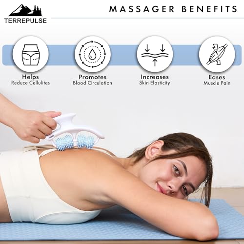 Anti Cellulite Roller & Lymphatic Drainage Massager | Deep Tissue Fascia Blaster & Muscle Roller | Tool for Sore Arms, Legs, Shoulders, Stomach & Buttocks (Blue) - color: Blue