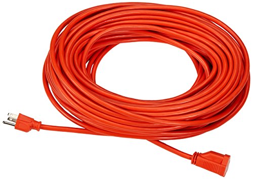 Amazon Basics 100 Foot 3-Prong Vinyl Indoor/Outdoor Extension Cord, Long Power Cord, Grounded Plug for Safety, Moisture Resistant, 10 Amps, 1250 Watts, 125 VAC, Orange - color: Orange, size: 100 ft