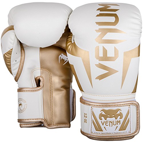 Venum Elite Boxing Gloves - color: White/Gold, size: 10-Ounce