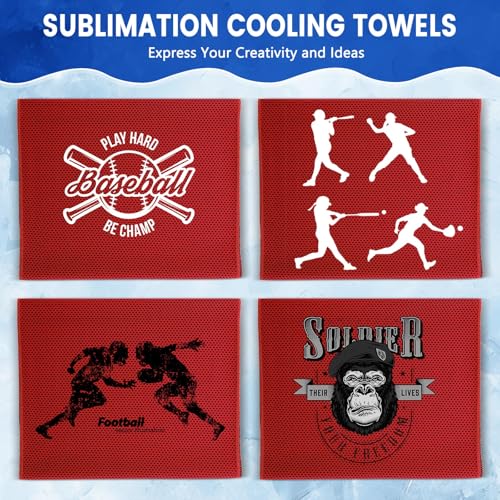 Hosuly 100 Pack Cooling Towels, 40"x12" Cooling Towels for Neck and Face Breathable Soft Chilly Sweat Rag Microfiber Sport Rags for Gym Yoga Golf Running - color: Red
