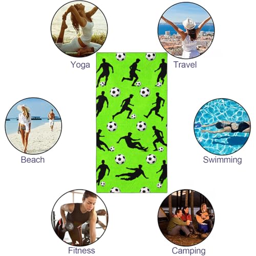 Soccer Player Silhouettes Beach Towel, 36"x72" Sand Free Quick Dry Thin Lightweight Microfiber Football Towel Gifts - color: Sport-8