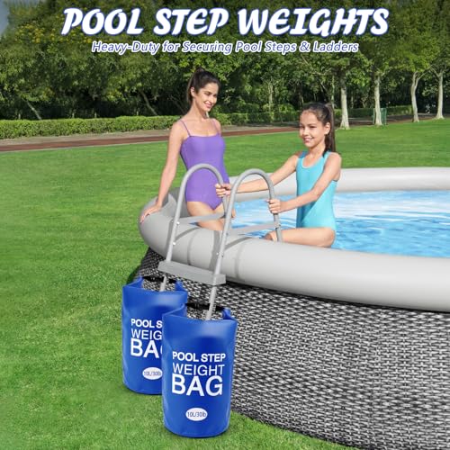 Heavy Duty Pool Ladder Weights 30 lb - 2 Pack Pool Step Sand Bags for Above Ground Pools, Waterproof 500D PVC, Tear-Resistant Pool Stair Stabilizer to Prevent Floating, Blue - color: Blue, size: 30 lb