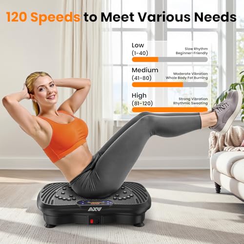AXV Vibration Plate Fitness Platform Exercise Machine Vibrating Shaking Full Body Shaker Workout Vibrate Stand Shake Board Sport for Weight Loss Fat Burner for Gym Home Office - color: SLIM.DEEPBLACK