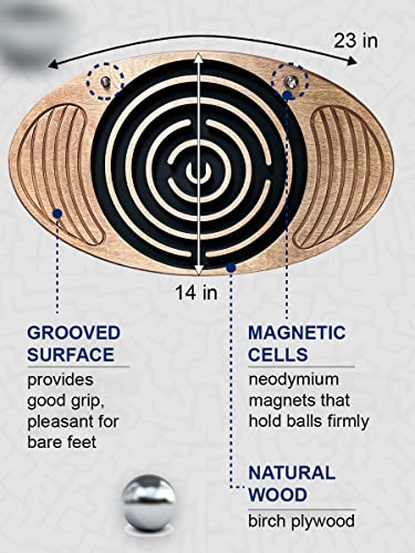 Wooden Balance Board with Labyrinth Maze 23"x14" – Core Strength & Coordination Trainer for Physical Therapy, Fitness & Rehabilitation | Natural Beech Wood, Holds 400 lbs - color: oak-cross