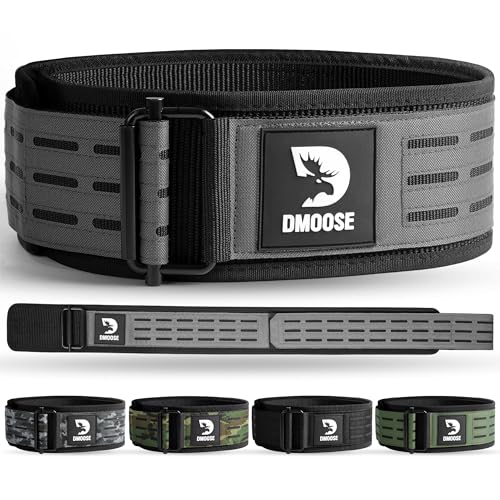 DMoose Fitness Auto Locking Weight Lifting Belt for Men & Women - 4" Nylon Squat & Deadlift Belt with Quick-Release Buckle - Gym Workout Belts for Lumbar Back Support for Weightlifting & Powerlifting - color: Charcoal Gray, size: X-Small