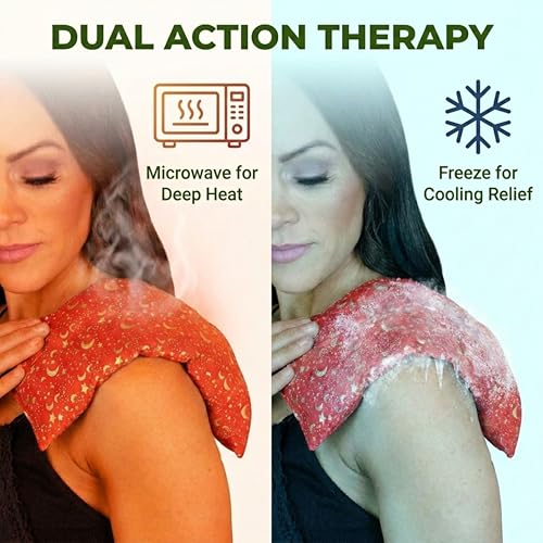 Nature's Approach Basic Herb Pack Heating Pad, Red | 12-herb aromatherapy rice & flaxseed fill for hot or cold therapy on neck, back, shoulders & more - style: Celestial Red