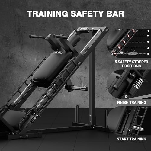 JELENS Leg Press Hack Squat Machine, Leg Machine for Home Gym with Linear Bearing, L11 Professional Adjustable Leg Exercise Machine, Lower Body Workout - color: Black, size: 260LB Black Weights Package