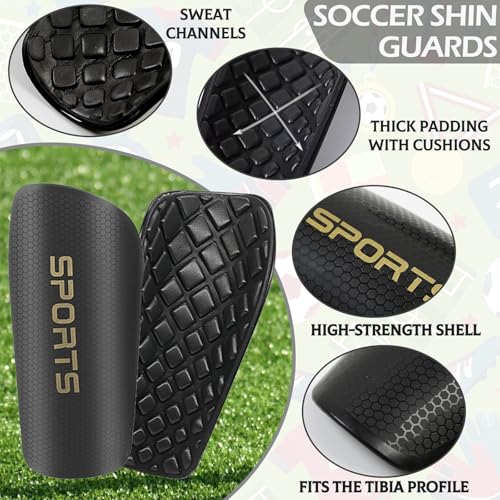 5PCS Kids Soccer Socks with Shin Guards and Shin Sleeves Set for for Age 5-12 Boys Girls Lightweight Soccer Football Equipment - size: Medium