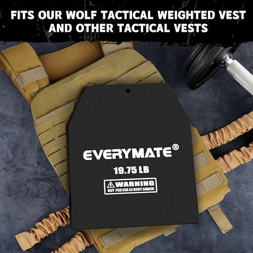 EVERYMATE Tactical Weighted Vest Plates – 3.75/5.75/8.75/14.5/19.75LB Pairs – Insert Weighted Vest Plates- Contoured Ergonomic Fit – WODs, Strength Training, Running, Weight Plates for Vest - color: 19.75LB*2, size: Straight