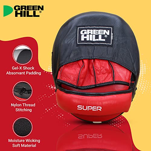 Green Hill Curved Boxing Focus Mitts for MMA, Muay Thai & Boxing - color: 5014 RED/BLACK