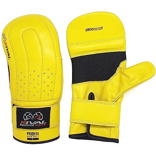 RIVAL Boxing RB5 Bag Mitt Gloves, Bare-Fist Punching Feel, Zero Resistance Training for Triggering Fast Twitch Muscles - color: Yellow, size: X-Large