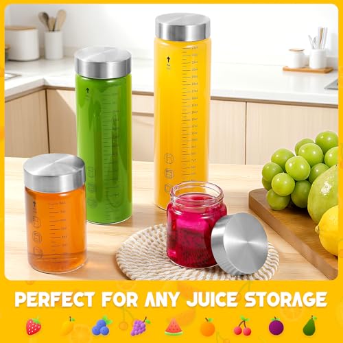 Glass Juice Bottles with Lids, 6 Oz Wide Mouth Glass Water Bottles for Juicing, Protein, Smoothie, Milk, Stainless Steel Lids, Shaker Bottles, Borosilicate Glass Material (6 Oz / 2 Pack) - size: 6 Oz--2 Pack