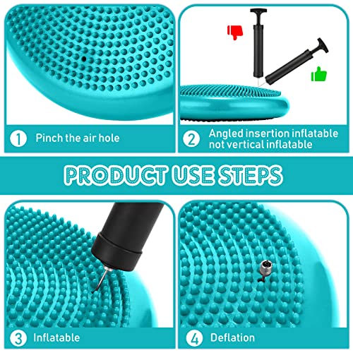 Jerify 4 Pcs Wiggle Seat Flexible Inflated Wobble Cushion Stability Balance Pad Balance Disc Sensory Seat for Men Women Fitness Physical Exercise Improving Posture Home Office - color: Lake Blue