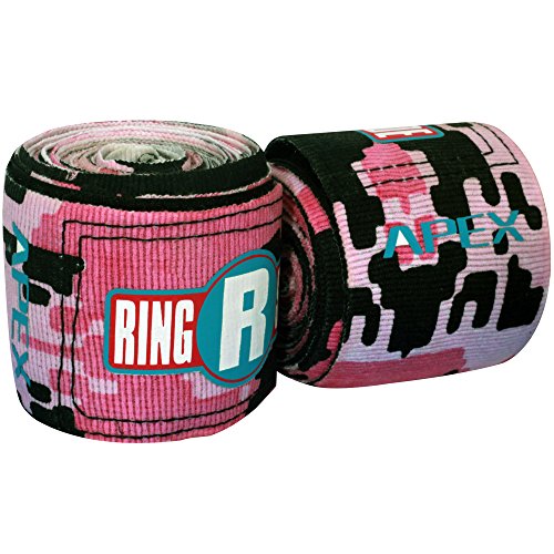 Ringside Apex 180” Boxing Hand Wraps Pair - Durable, Elastic Training Wraps with Hook & Loop Closure, Multi-Color Options, Perfect for MMA, Muay Thai, Kickboxing - color: Camo Pink/Black