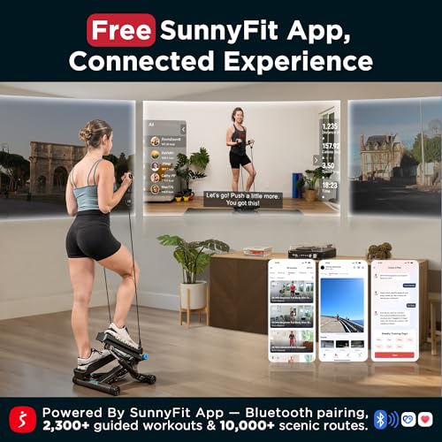 JLL Smart Twist Stepper Machine Stair Stepper with Resistance Bands | Twist Stepping Motion, Hydraulic Resistance, Resistance Bands, Bluetooth Tracking, Adjustable Height, Portable Design