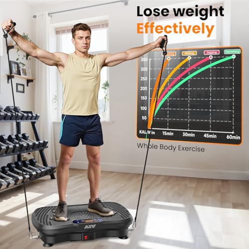 AXV Vibration Plate Fitness Platform Exercise Machine Vibrating Shaking Full Body Shaker Workout Vibrate Stand Shake Board Sport for Weight Loss Fat Burner for Gym Home Office - color: SLIM.DEEPBLACK