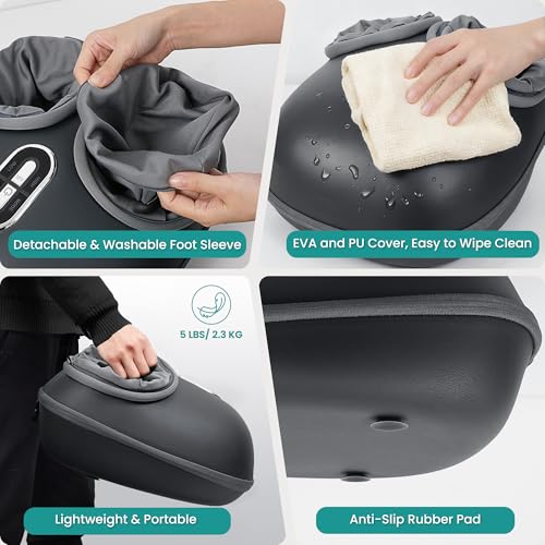 Nekteck Shiatsu Foot Massager with Heat & Air Compression Deep Kneading | 2026 Upgraded Feet Massager, 3 Modes Massage Improve Blood Circulation Foot Wellness Plantar Fasciitis, Fits Size to US 13 - color: Gray, size: Large