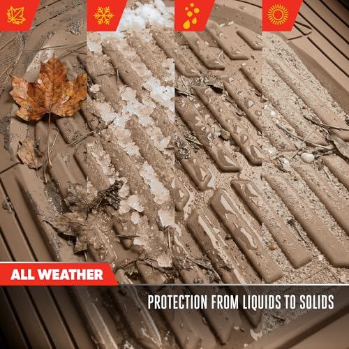Motor Trend FlexTough LITE Rubber Car Mats Full Set - All Weather Floor Mats for Trucks, Cars & SUVs - Automotive Waterproof Beige Car Floor Mats for Cars Interior Accessories Universal Trim-to-Fit - color: Beige Lite, style: Full Set