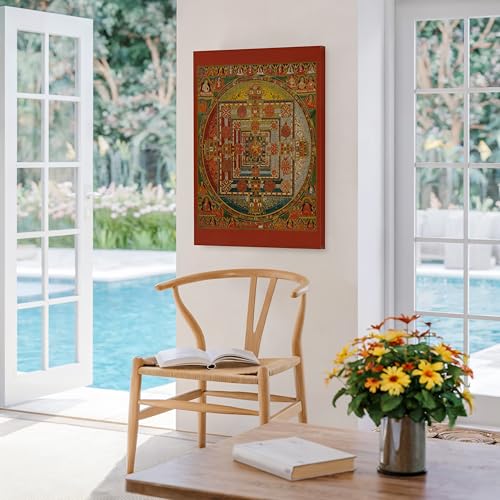 Monem Art Kalachakra Mandala Canvas - Retro Wheel of Time Print - Buddhism Art - Tibetan Art - Gift for Men, Women - Decor for Spa, Yoga Studio, Meditation Room - Available in 8x10 to 30x40 - color: Style-14