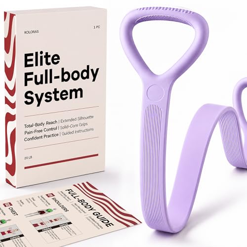 Figure 8 Resistance Band with Full Body Workout Guide, 20LB Total Body Exercise Band with Comfortable Solid Handles for Arms, Back, Shoulders, Stretching & Home Workout - color: Purple