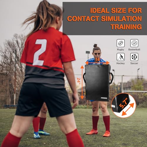 Hikeen Football Blocking Pad Training Equipment Denser Softer Foam Kick Pads for Football, Basketball, Hockey, Lacrosse Tackle Dummy - 24"x16" Kick Shield Pad with Handles (1PCS) - style: 1PCS 24"x16" Blocking Pad