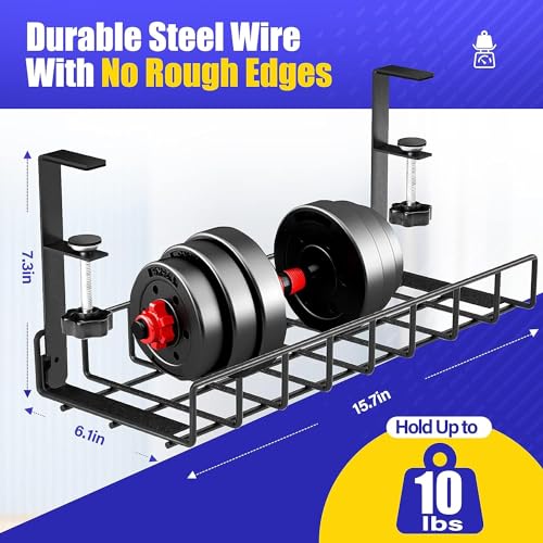 Under Desk Cable Management Tray, Xpatee Upgraded Wire Management No Drill No Screws, Cable Tray with Clamp for Wire Organizers, Computer Cord Rack for Office, Home - No Damage to Desk Black - color: Black