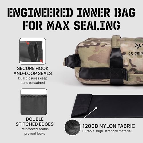 Yes4All Sandbags for Working Out, Adjustable Sand Bags for Weight Training with Handles, Multiple Colors & Sizes 5-200lbs - color: J. Camouflage - M (25-75 Lbs)