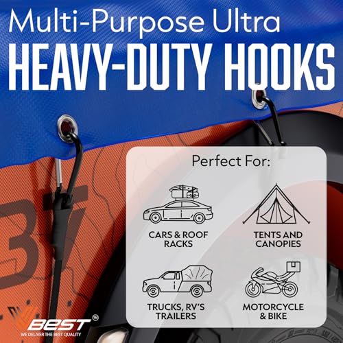 Black Bungee Cords Heavy Duty Outdoor - 6 Pieces Set of Long Bungee Cords with Hooks 60 Inch - size: Black 60” (6 Piece)