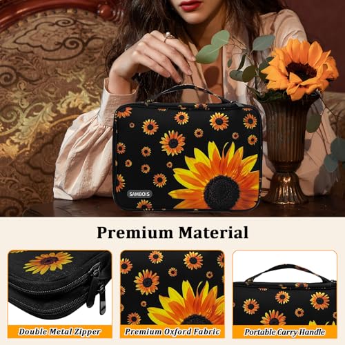Watch Band Organizer Case for Apple Watch Band, Portable Bands Holder Organizer for 35 Straps, Travel Strap Storage Bag for iWatch Bands, Pin and Other Accessories Women (Sunflower) - color: Sunflower