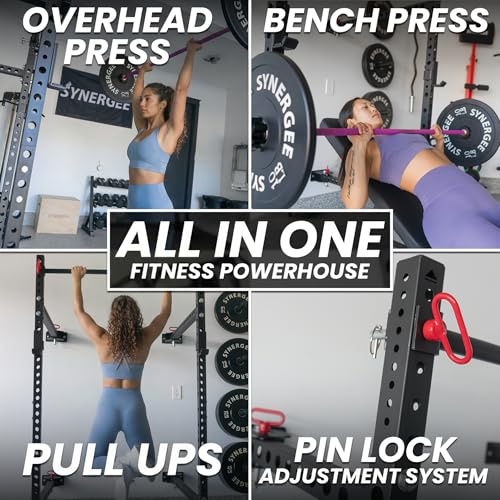 Synergee 2200 Folding Rack – 750 lb Capacity Power Cage - color: e) Black 79" x 41"