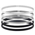 Girls Sport Headbands Non-Slip Hairband - Athletic Grip Elastic Single Skinny Sweatbands for Guide Sweat When Running Soccer Basketball Yoga Tennis Cycling 10 Pack - color: Black 2 + Grey 2 + White 1