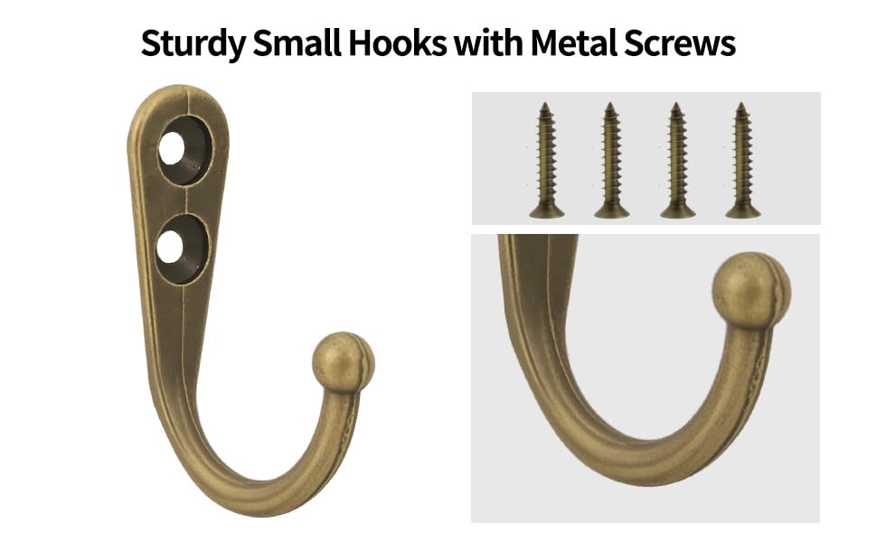 20 Pcs Key Hooks Coat Hooks for Hanging, Key Holder, Wall Mount Hook with Stainless Steel Metal Screws, Command Hooks Utility Hangers for Key, Hat, Cup, Coat, Picture (Bronze) - color: Bronze