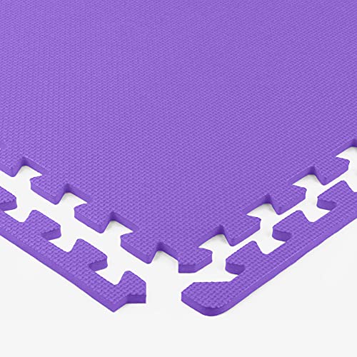 Flooring Inc's Puzzle Exercise Mats, EVA Foam Interlocking Floor Mats for Protective, Cushioned Workout Flooring for Home and Gym Equipment, Multiple Sizes & Colors - color: Purple, size: 1/2" Thick