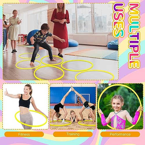 Shappy 6 Pcs Exercise Hoop Detachable Adjustable Plastic Toy Playground Toys Colored Hoop Circles for Teens Games Gymnastics Dog Agility Equipment Party Decor - color: Yellow, size: 23 Inch
