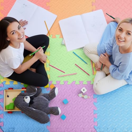 Arrowbash 12x12x1 Inch EVA Thick Interlocking Foam Floor Tiles Puzzle Exercise Mat Foam Mats for Home Gym Pets(Colorful,20) - color: Colorful, size: 20