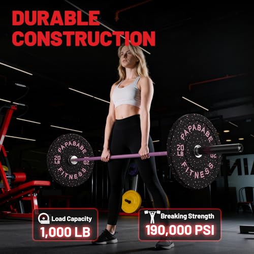 PAPABABE Olympic Barbell, 4ft/5ft/6ft/6.5ft Straight Barbell Womens Olympic Barbell for Strength Training and Technique Adjusting, 2 inch Olympic Bar with Moderate Knurling For Bench Press, Squats Curls Deadlifts Weightlifting - color: 6.5ft Elite LightPi