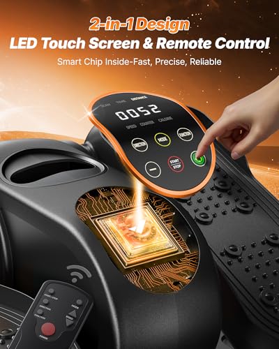 MERACH Under Desk Elliptical Machine, Leg Exerciser While Sitting for Seniors with 12-Speeds & Remote Control, Quiet Portable Electric Seated Pedal Exerciser Machine for Home Office - color: Orange