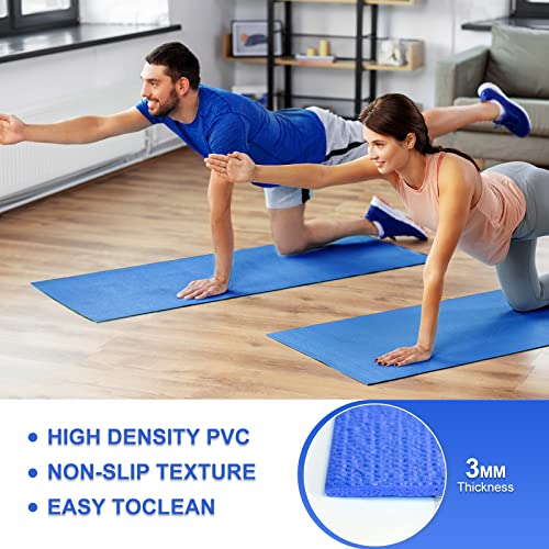 Funtery 3 mm Thin Yoga Mats Bulk, 68 x 24 Inches Lightweight PVC Exercise Mats Non Slip Workout Fitness Pads for Yoga Pilates Stretching Classes Gym Home Studio - color: Dark Blue