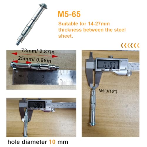 30 pcs Molly Bolts, Metal Drywall Anchors, Heavy Duty Zinc Plated Steel Molly Bolt (M5-65) - color: M5-65