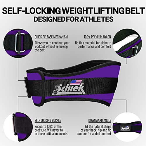 Schiek Sports 2006 Nylon 6" Weight Lifting Belt - Support Belt for Power Lifting - color: Purple, size: X-Large