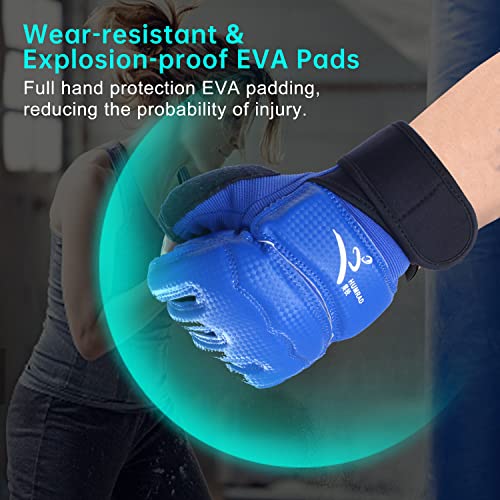Kickboxing Sparring Gloves TKD Gloves for Men Women Half Finger Boxing Gloves Fighting Gloves Boxing Gloves for Punching Bag Training Gloves for Men Women Black - color: Blue, size: Large