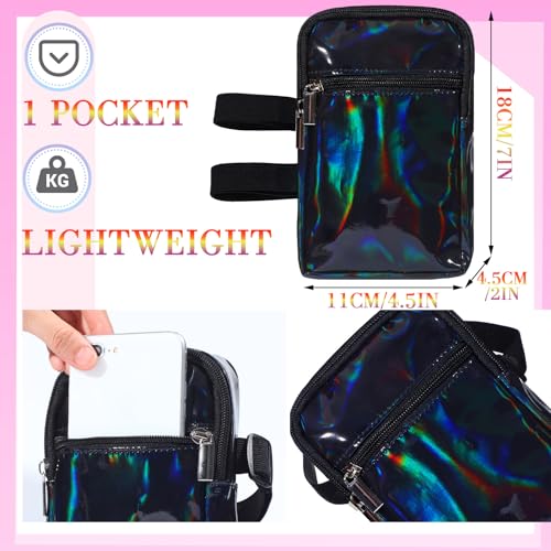Carnival Leg Bag Holographic Thigh Bag with Adjustable Strap Leg Pouch Harness Women Summer Travel Hiking Pack(Black,Leg Bag) - color: Black, style: Leg Bag