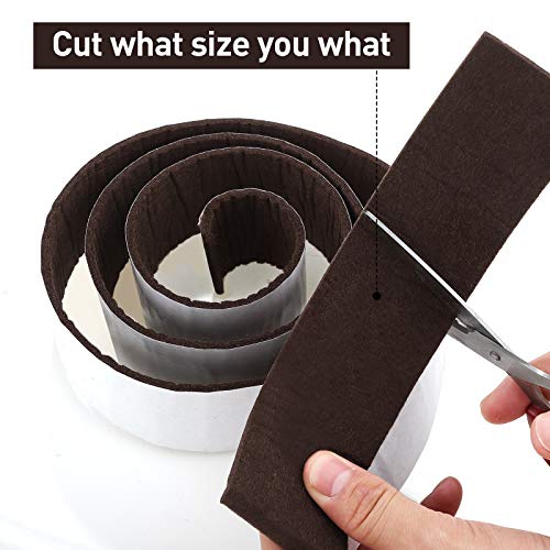 Shappy 2 Packs 120 x 2 x 0.12 Inch Felt Strips with Adhesive Backing Felt Tape Roll Non Slip Self Adhesive Cuttable Furniture Pads for Protecting Hardwood Floors, Chairs, Wall(Dark Brown) - size: 120 x 2 x 0.12 Inch