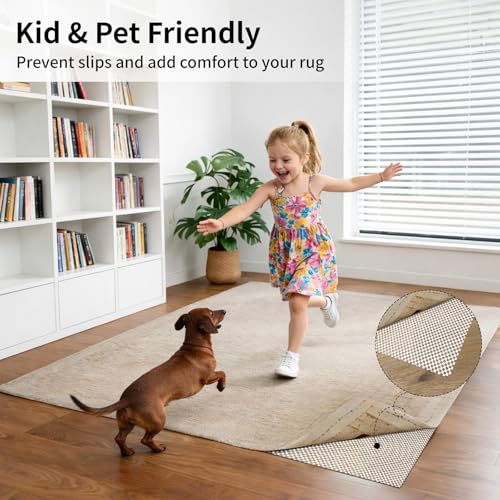 Non Slip Rug Pad Gripper 2 x 4 Feet Extra Thick Carpet Pads, Anti Carpet Rug Mats for Area Rugs and Hardwood Floors, Keep Area Rugs Safe and in Place - size: 2' x 4'