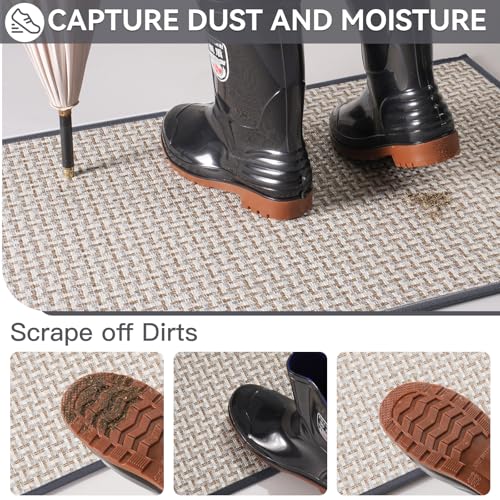Indoor Door Mat 36x60 Dirt Resistant and Absorbent, Non-Slip Rubber Backing Floor Mats, Easy Clean Low-Profile Door mat for Entryway, Front Door, Inside Entrance Gray - color: A- Gray, size: 36"x60"