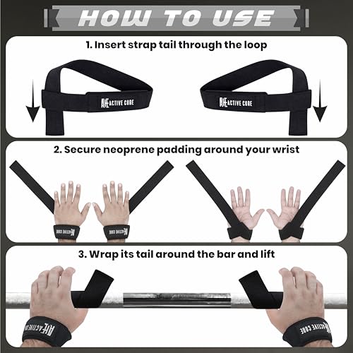 Lifting Wrist Straps for Weightlifting, Weight Lifting Straps Gym Strength Training, Neoprene Padded Wrist Support, Deadlift Straps for Men & Women, 22.5 Inch Cotton - color: Black