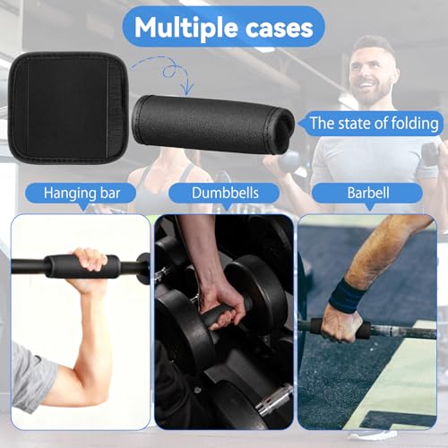 Yardwe 3pcs Detachable Anti-Slip Pull-up Handle Grip Sleeves Protective Pads for Doorway Horizontal Bars Dumbbells Barbells, Black - color: Black