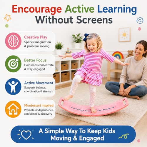 Platports Sensory Balance Board for Kids – ADHD Focus, Calm & Motor Skill Development | Indoor Montessori Play | Durable Non-Wood Wobble Board