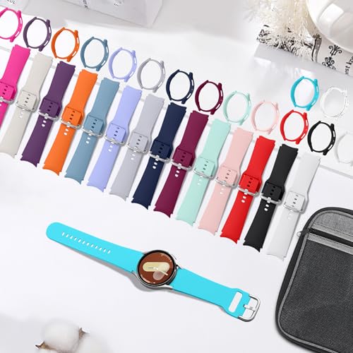 12 Pack Sport Bands Galaxy Watch Bands and 12 Pack Galaxy Watch Cases Compatible with Samsung Galaxy Watch 7 40mm 44m Case Protector, Silicone Sport Watch Bands&Storage Organizer for Women Men - size: Watch 7 40mm